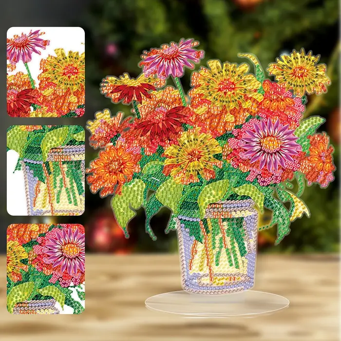 Kits d'art diamanté 2D DIY pour vase à fleurs plat