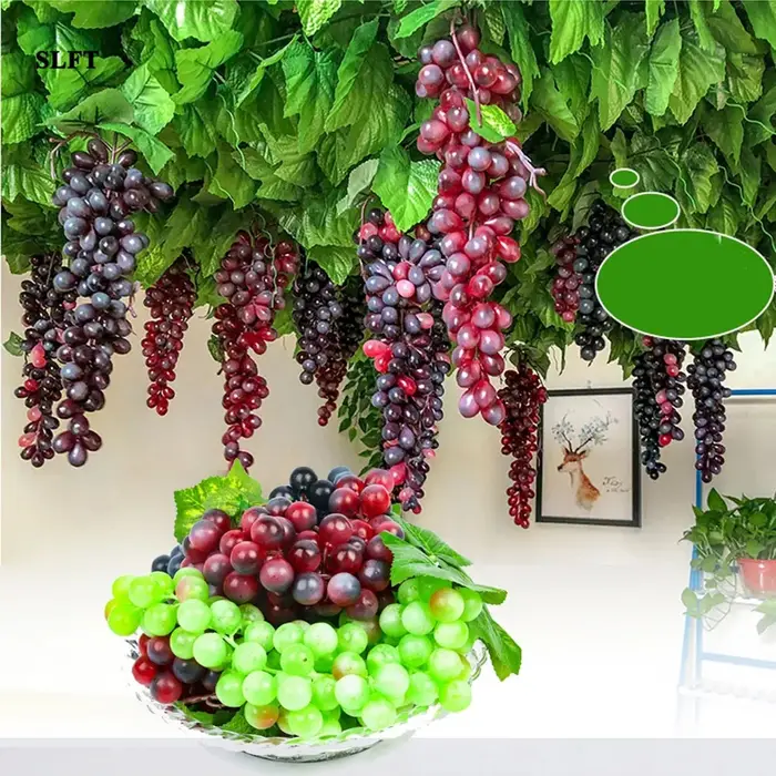 Grappe de raisins artificiels finition mate faux raisin bouquet 18 pièces ornements