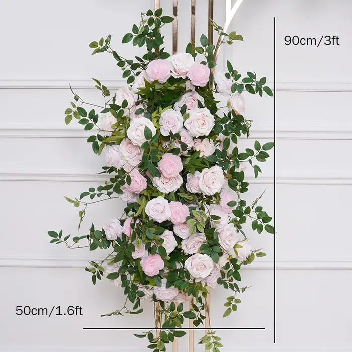 A7876 Rose vert plante vigne feuille d'érable fleur Arrangement décor pour mariage toile de fond arc cadre accrocher rangée florale scène accessoires