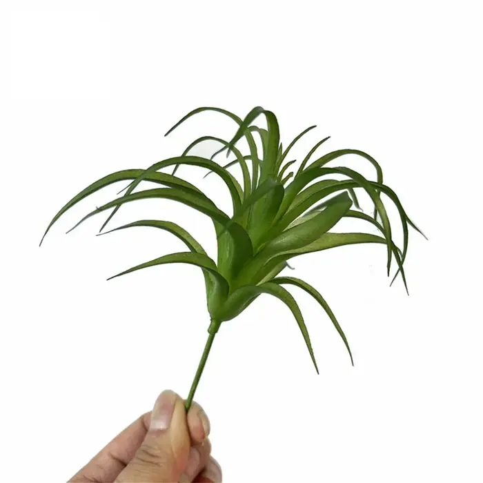 Faux Bromeliads floqués verts artificiels