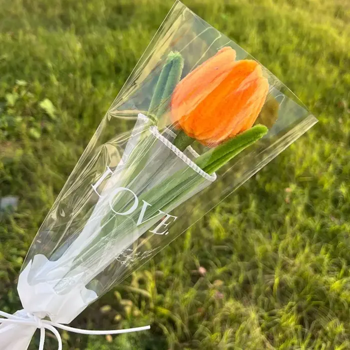 Romantique 30 cm tricot fleur Rose tulipes cadeaux faits à la main ​ Simulation de tulipes au Croche
