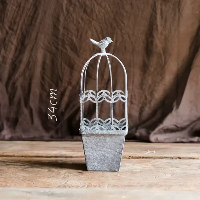 Cage à oiseaux Vintage, décoration florale, Pot de fleur, jardin, cour, jardin Rural, cage à oiseaux rustique, décoration de maison, décor de cour de maison Vintage
