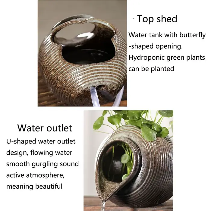 Pot à fleurs en argile à ouverture supérieure avec circulation d'eau