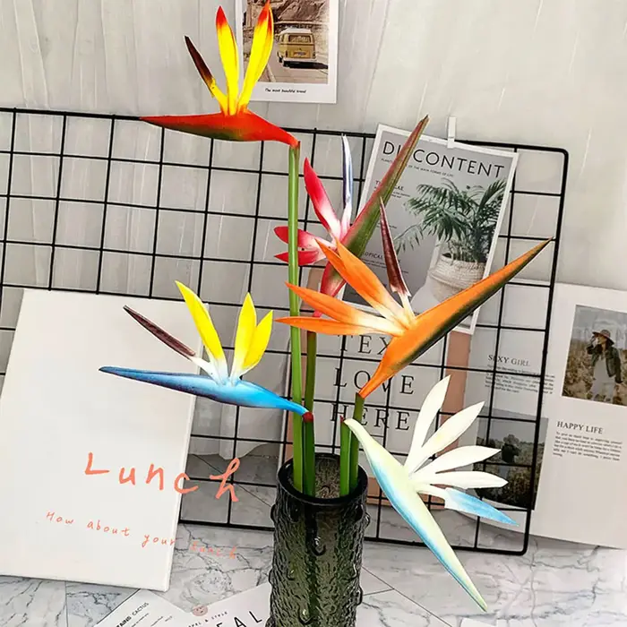 Fleur artificielle oiseau du paradis fausse plante soie Strelitzia Reginae décor à la maison fleurs séchées