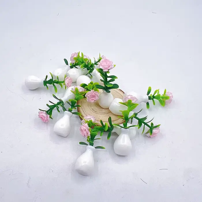 Mini vase pot de fleurs avec modèle de fleur décoratif, rose miniature, décoration de meubles, décor