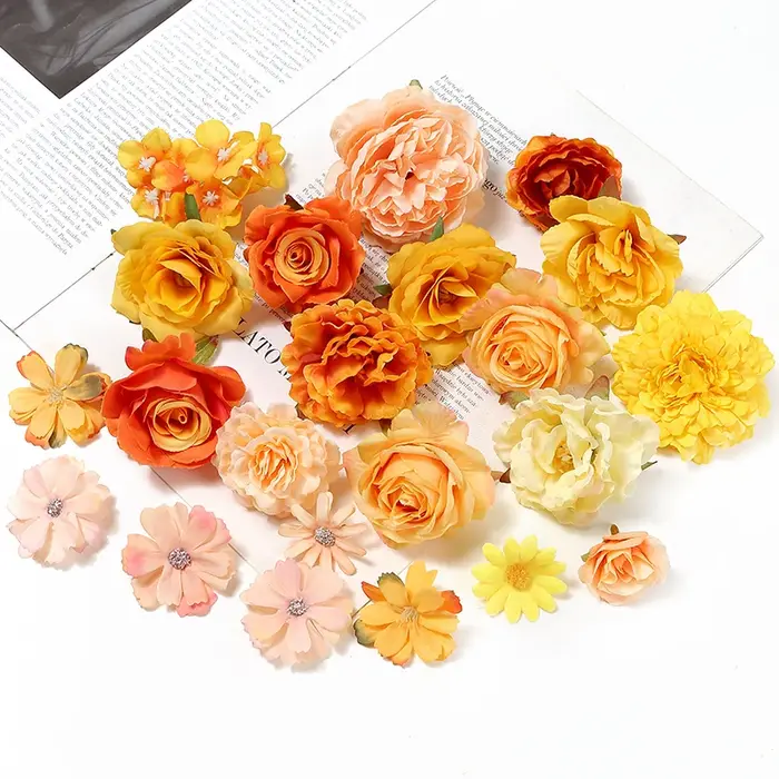 Têtes de fleurs artificielles roses de la série orange