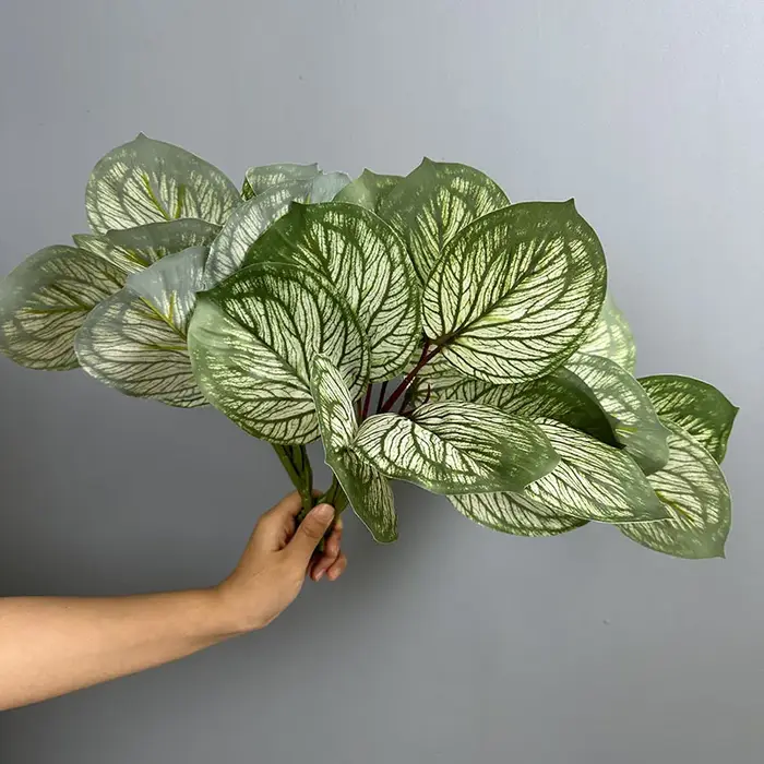 Lot de 6 plantes artificielles en plastique, feuilles de taro et pommes simulées, pour décoration de