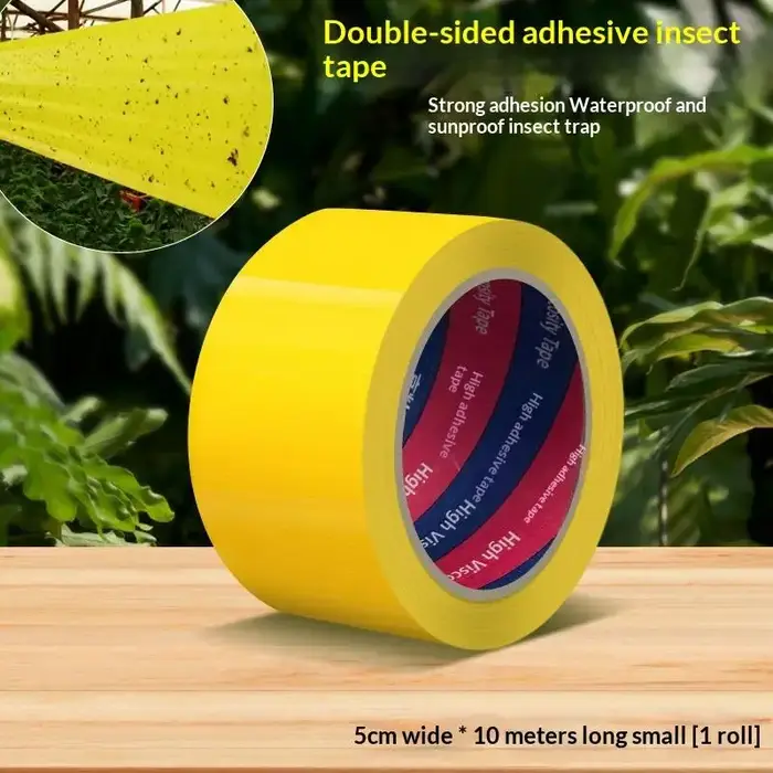 1 rouleau de ruban adhésif anti-insectes jaune double face de 10 mètres pour la lutte contre les ravageurs du jardin