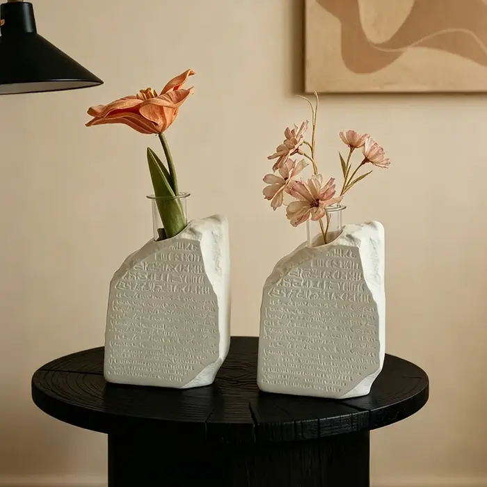 Vase en résine inspiré de la pierre de Rosette