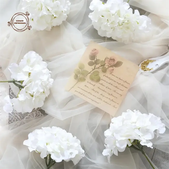 Têtes de fleurs d'hortensia artificielles, 10 pièces, avec tiges, décoration de fête de mariage, fausses fleurs, ornement de maison, Bouquets en soie, décorations de salle