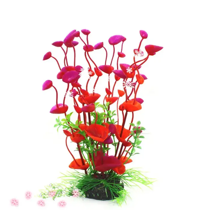 Fausse plante artificielle en plastique, fleur violette, plante d'aquarium artificielle, accessoires précieux de poisson, ornement de décoration, plante sous-marine