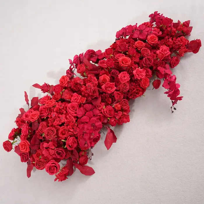 Série rouge Rose fleur rangée décor KT conseil réception de mariage toile de fond Arrangement Floral fournitures photographie accessoires A 875201