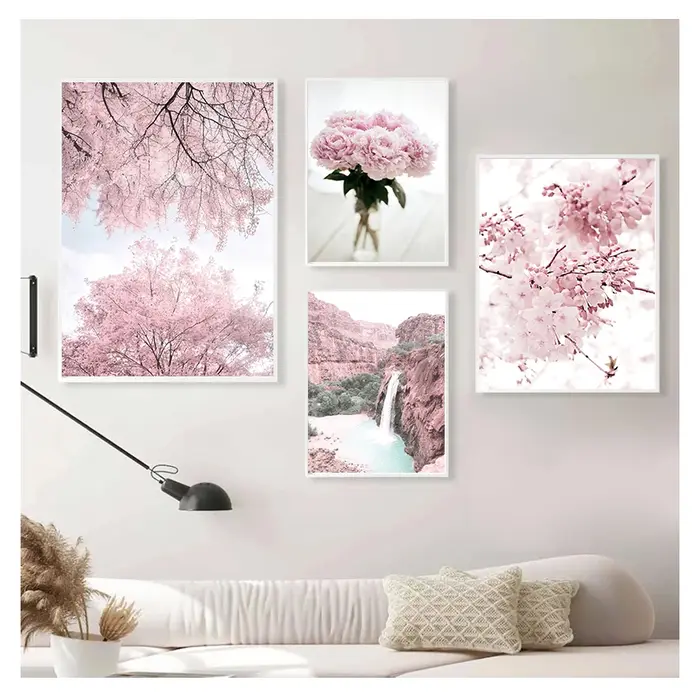 Affiches et imprimés nordiques de montagne de fleurs