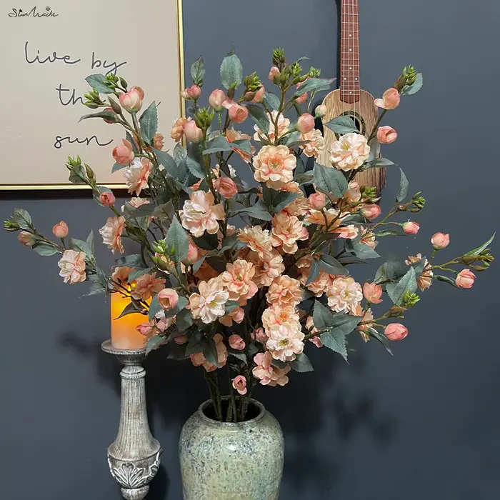 SunMade-Fleurs de camélia artificielles à longue branche