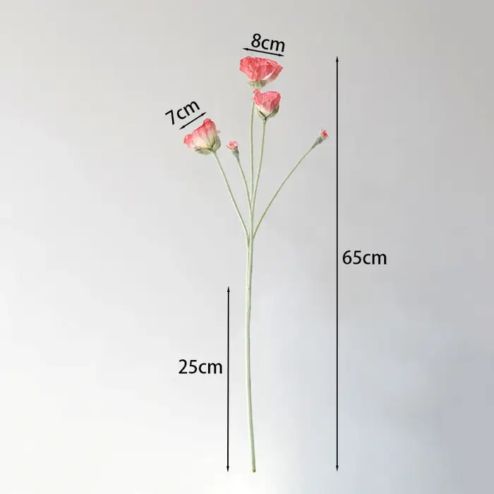 PopMED-Fleur artificielle floquée de coquelicot pour décoration de mariage