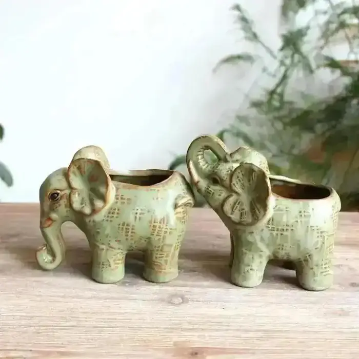 Nouveau pot de fleurs en céramique vintage en forme d'éléphant