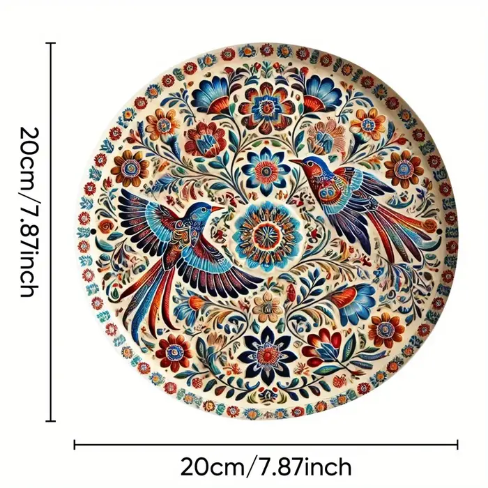 Art mural rond floral en métal |   Plaque de fer avec feuillage luxuriante, parfaite pour la décorat