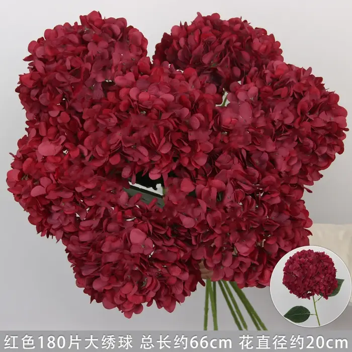 Bouquet de fleurs d'hortensia artificielles bordeaux en gros