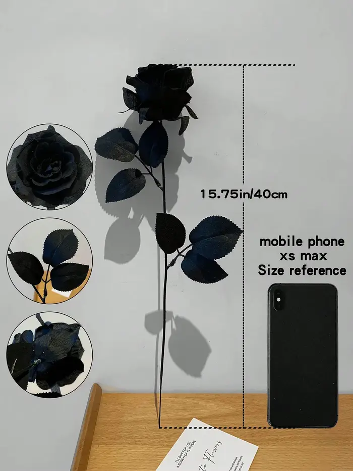 Uflower 48cm Rose en soie noire pure à longue tige