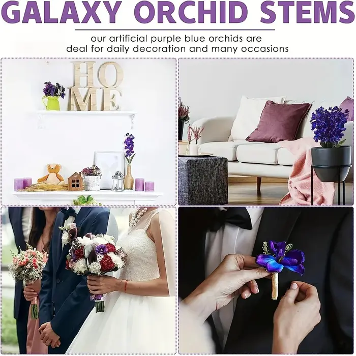 Orchidée artificielle violette et bleue