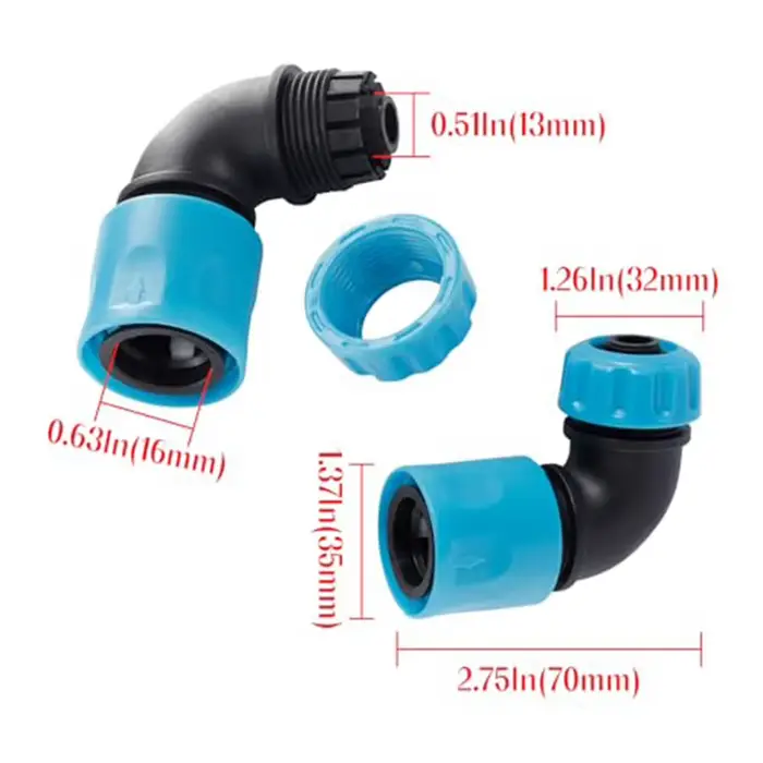 Connecteurs rapides coudés pour tuyau d'arrosage, 2 pièces, arroseurs pour l'irrigation du jardin, l