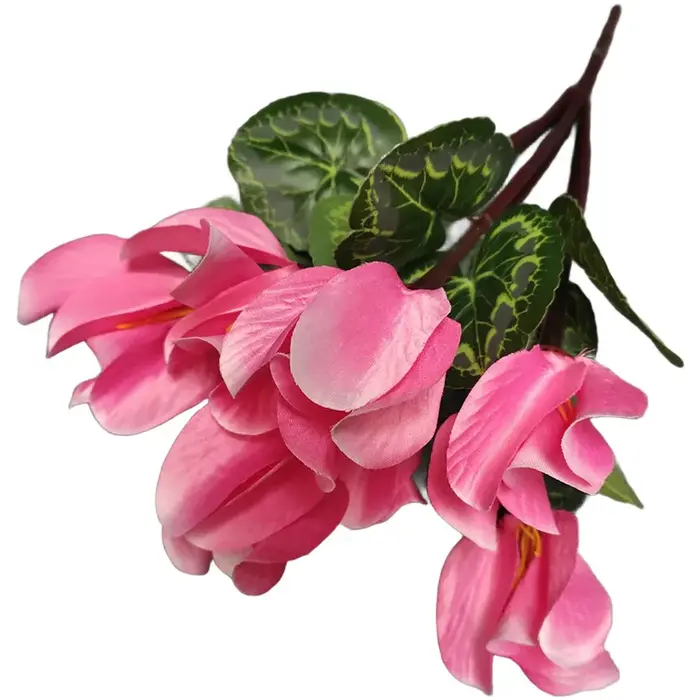 Bouquet de fleurs artificielles colorées en cyclamen rouge