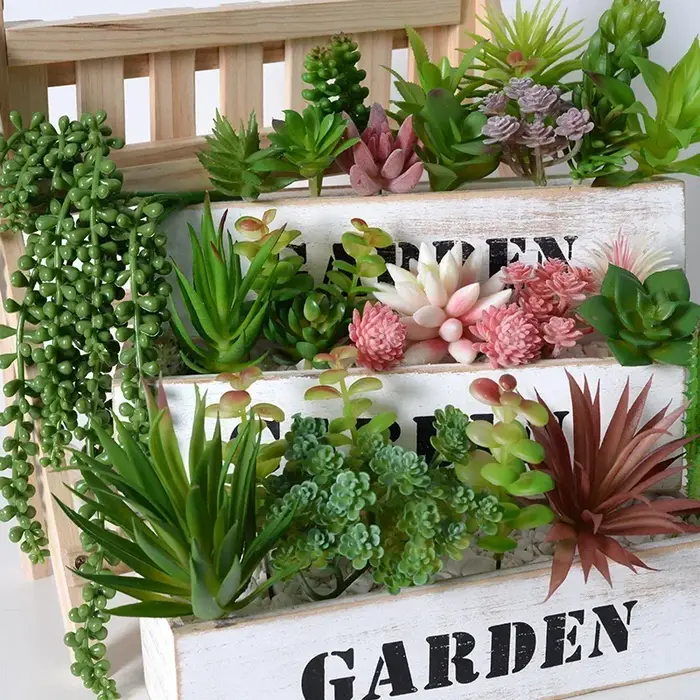 12 pièces plantes succulentes en PVC vert fausse plante succulente pour la maison jardin petit bonsaï décor fleur