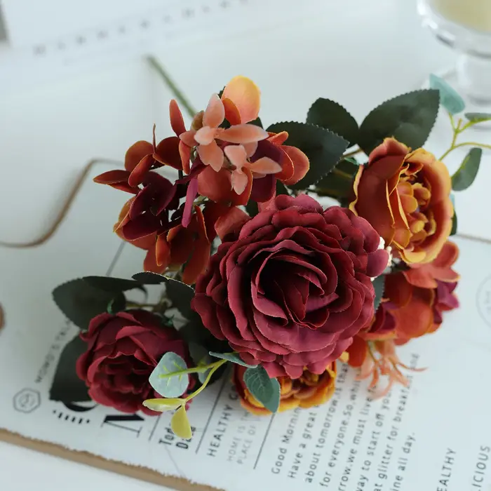Fleurs de pivoine artificielles d'automne, 1 pièce, hortensia en soie, Rose, Vase de salon, maison, 