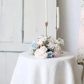 Blush blanc bleu clair fleurs artificielles décoration de mariage Pastel rose coin Swag arc fleur Arrangenmet Table pièce maîtresse