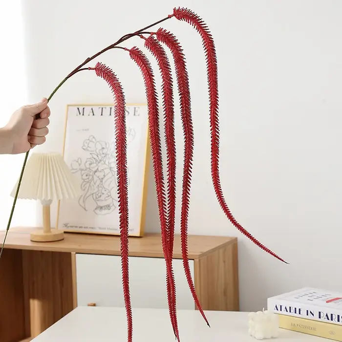 4 pièces 1.25m artificiel 5 volumes fourchues queues branche en plastique fausse fleur plante hôtel