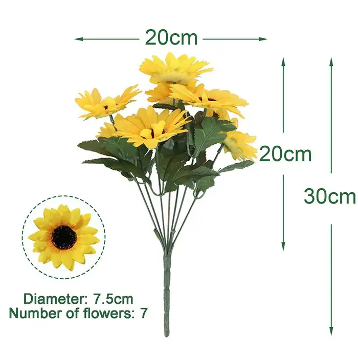 Bouquet de fausses fleurs de tournesol artificielles en soie