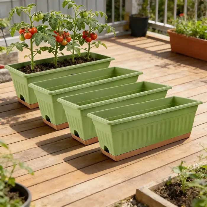 Lot de 4 jardinières rectangulaires 50x19x16cm