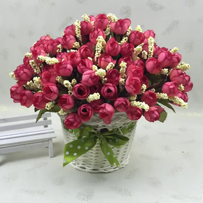 Bouquet de roses en soie multicolores