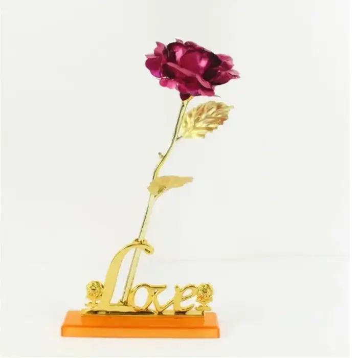 Feuille d'or sûre Rose fleur feuille d'or Rose fleur artificielle Rose fleur Simulation feuille d'or Rose pendentif décor à la maison