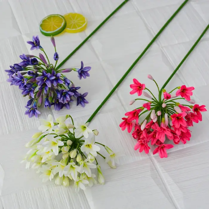 Fleurs artificielles de luxe Agapanthus africain à longue tige de 75 cm pour mariage