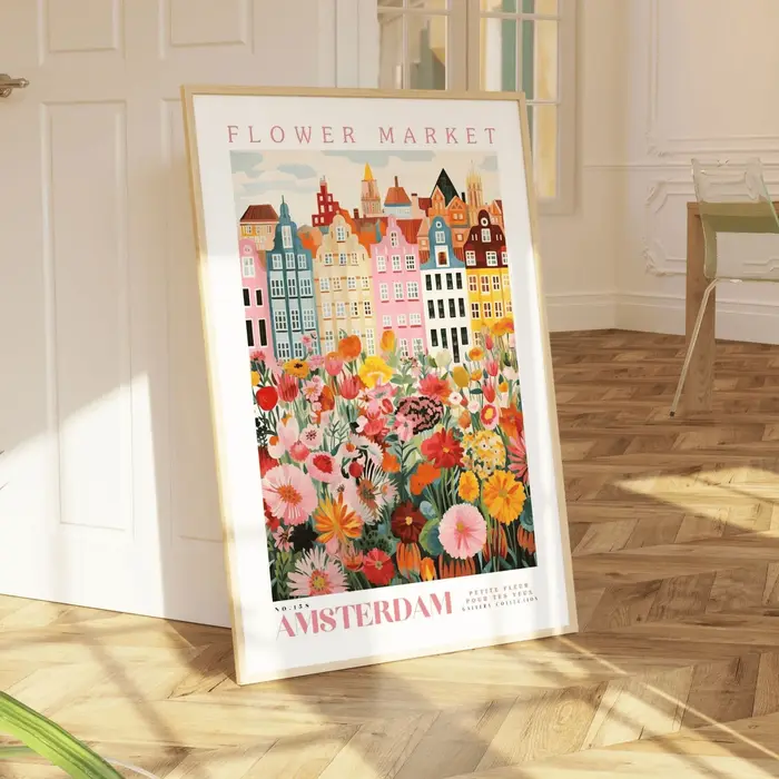 Affiche du marché des fleurs d'Amsterdam