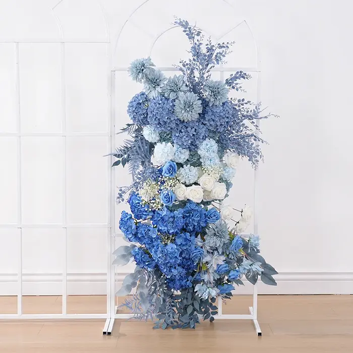 Haze bleu hortensia Dahlia accrocher fleur rangée décor mariage réception toile de fond Arrangement Floral Banquet accessoire fenêtre affichage H8901