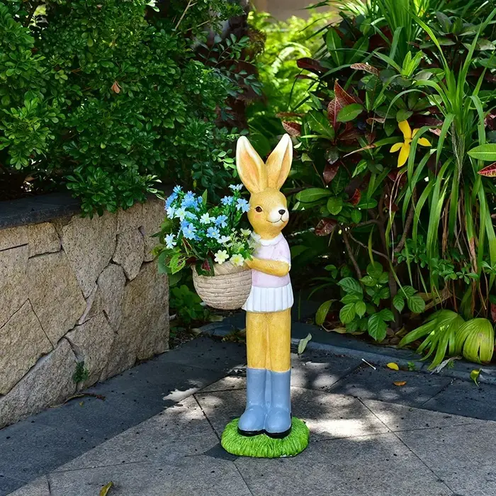 Pot de fleur de lapin de dessin animé, Sculpture d'animal créative, ornements de jardin, Villa, pays