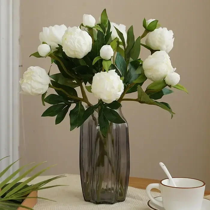 Lot de 10 fausses pivoines à 2 têtes