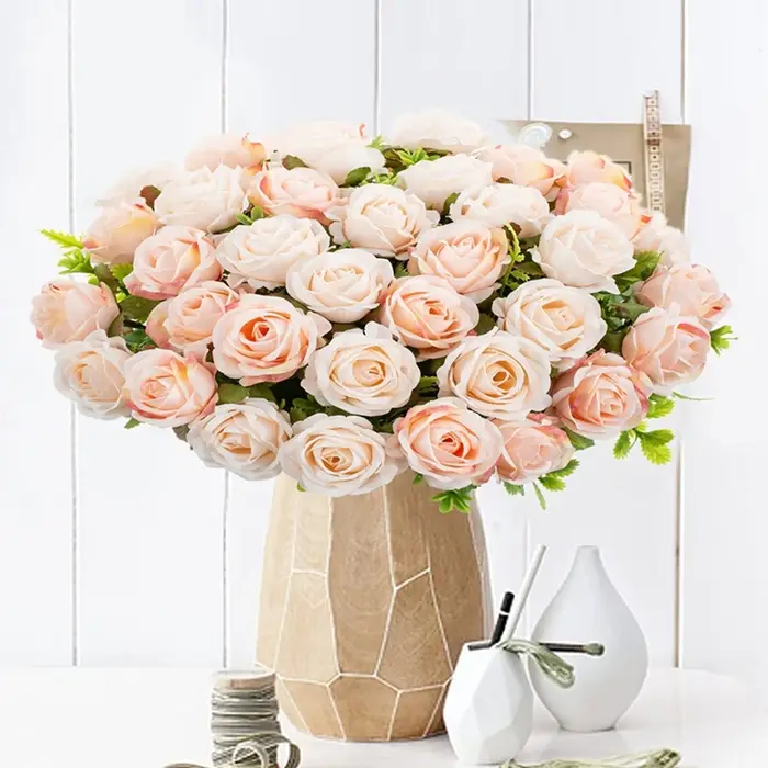 Fleurs artificielles Soie Rose Bricolage Mariage Bouque Nuptiale Jardin Roses Arche Maison Chambre Festival Décoration Couronnes Photographie Accessoires