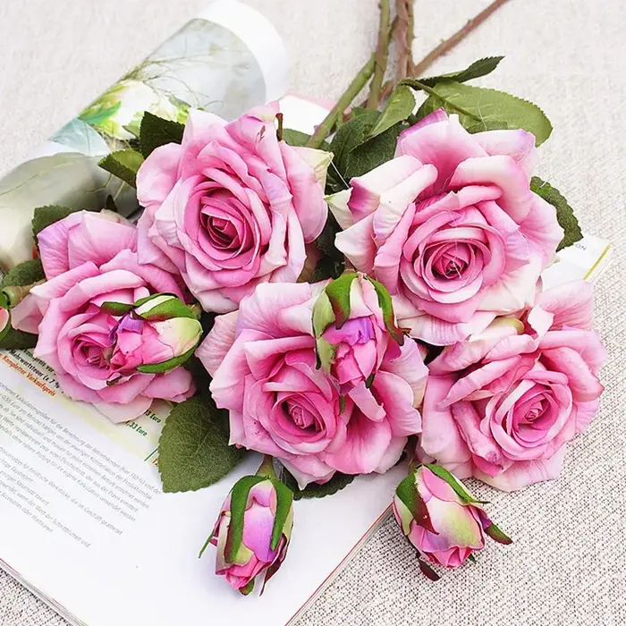 Fleurs artificielles grandes Roses en soie