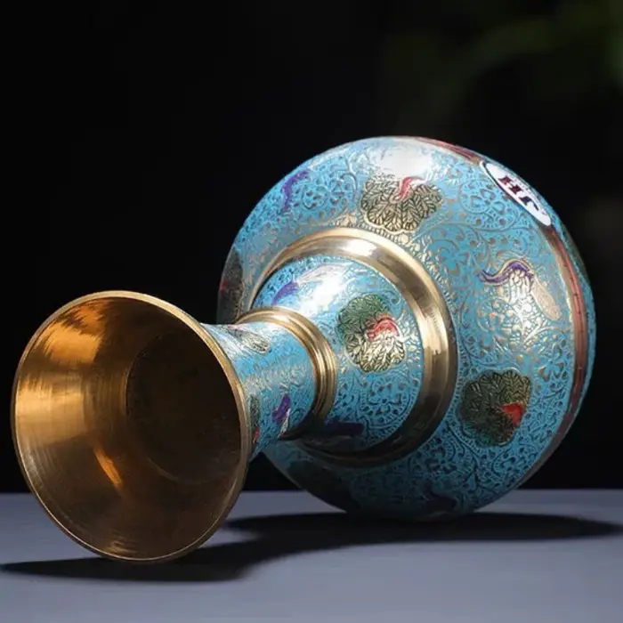 Vase Tibétain en Cuivre pour Décoration de Bureau