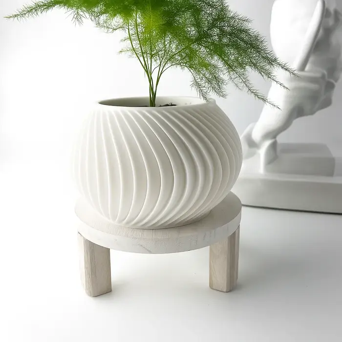 Pot à plantes moderne et minimaliste imprimé en 3D - Pot à fleurs biodégradable pour la décoration d