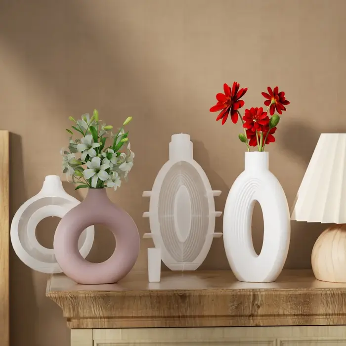 Moule en silicone pour vase en forme de donut nordique, pot à fleurs, mini vase pour arrangement floral, moule en plâtre et résine, décoration d'intérieur