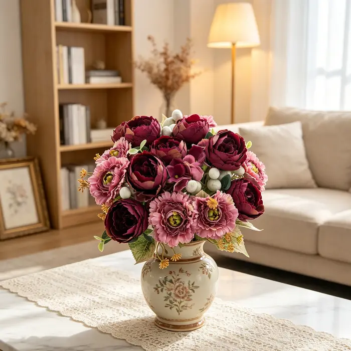 Fleurs Artificielles en Soie Rose Vénus pour Festival