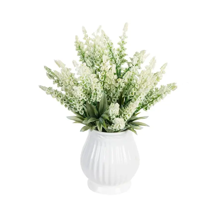 Vase de fleurs artificielles en mousse de lavande