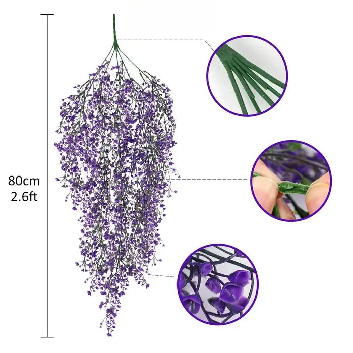 1 pièce de plante grimpante artificielle murale en saule clochette doré, fleur artificielle pour la 