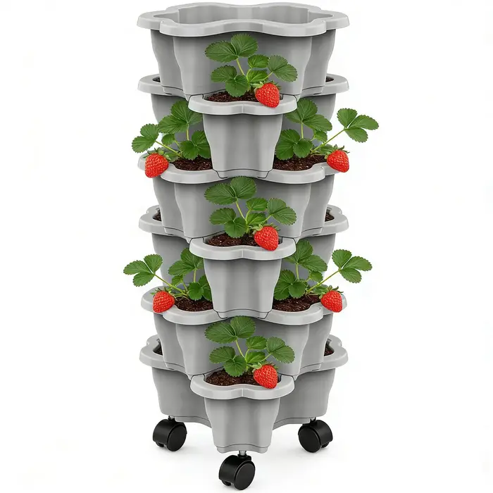 Jardinière verticale à 6 niveaux avec roulettes