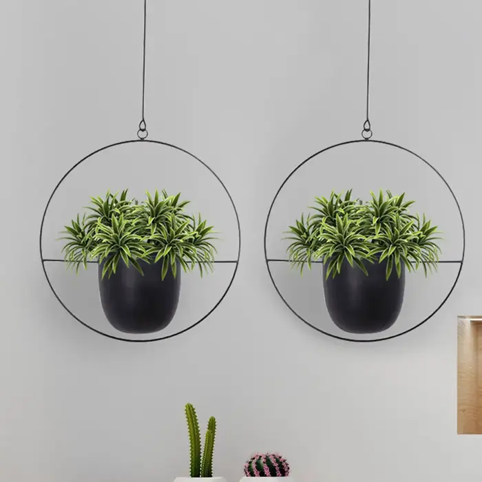 Support mural en métal pour plantes avec pots
