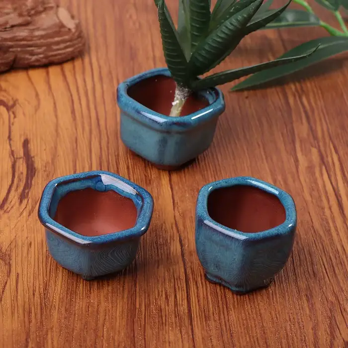 Mini Pots de plantes Pot de fleur avec trous jardin Style chinois bonsaï Pot de fleurs violet sable